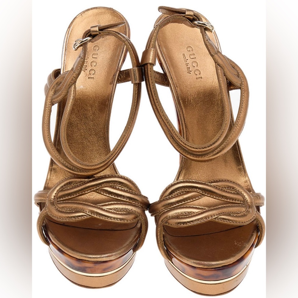 Gucci ankle strap bronze sandals! Great condition/worn twice!size 37.